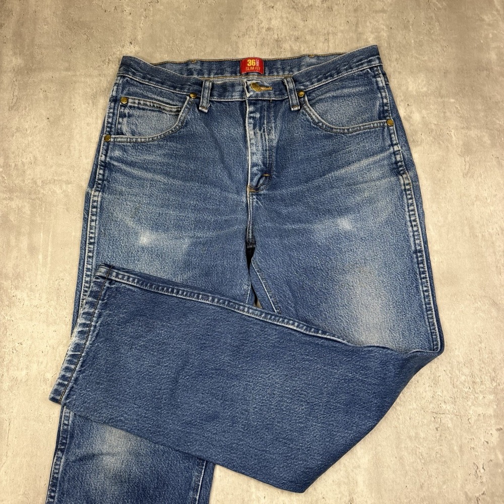 Wrangler Jeans Mens 32x30 36MWZ Cowboy Cut Slim Fit Western 5-Pocket Denim Blue